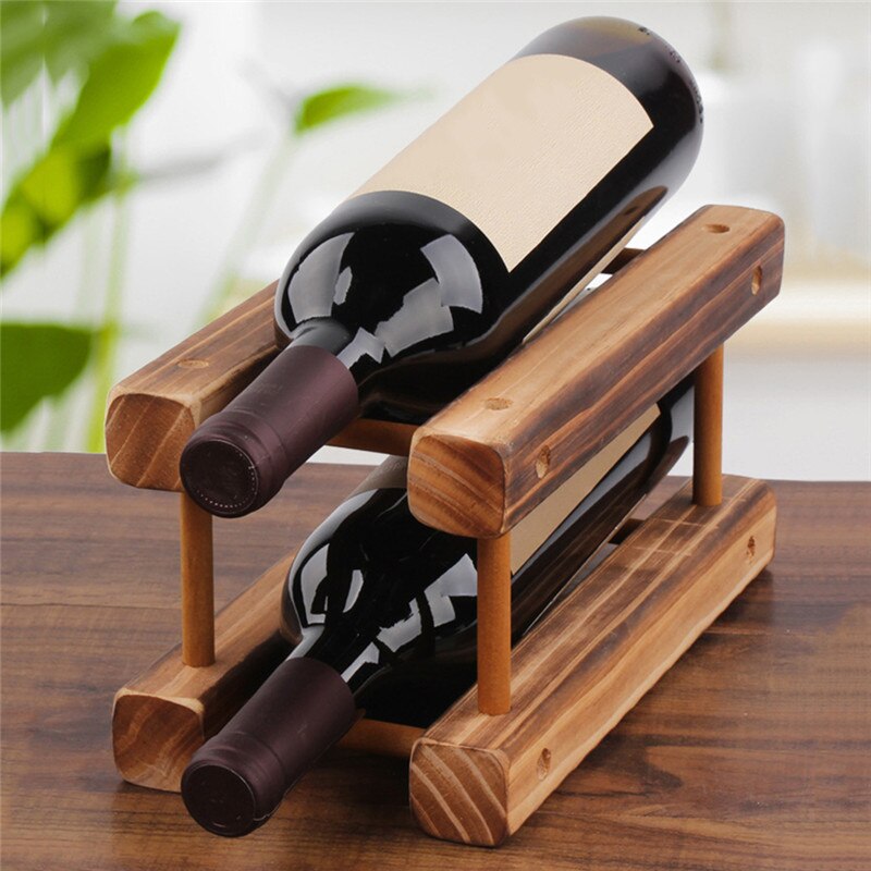 Estante de madera plegable para vino, soporte para gabinete de botellas, organizador de estante de madera, almacenamiento para vitrina Retro