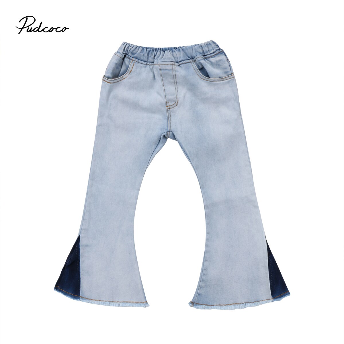 Pudcoco Girl Denim Jeans Toddler Kids Baby Girls Bell-Bottoms Denim Wide Leg Flare Jeans Infantil Autumn Long Trousers: Light Blue / 6T