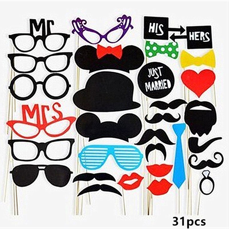 Mr Mrs Just Married Photo Booth Props Wedding Decoration Bridal Shower Bachelorette Party Supplies Bride To Be Photobooth Favors: GG