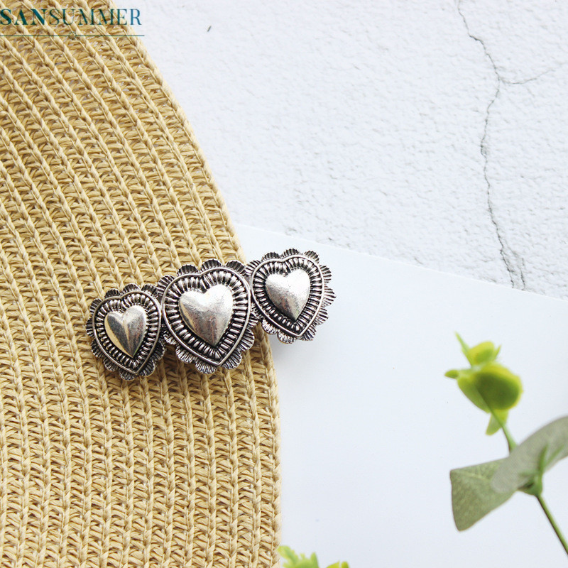 Retro Verfijnd sliver Hart vorm Haaraccessoires Meisjes Hairwear Sieraden Haarspeld Haar Clip Metalen Ketting Haarspeld Girly Bijoux