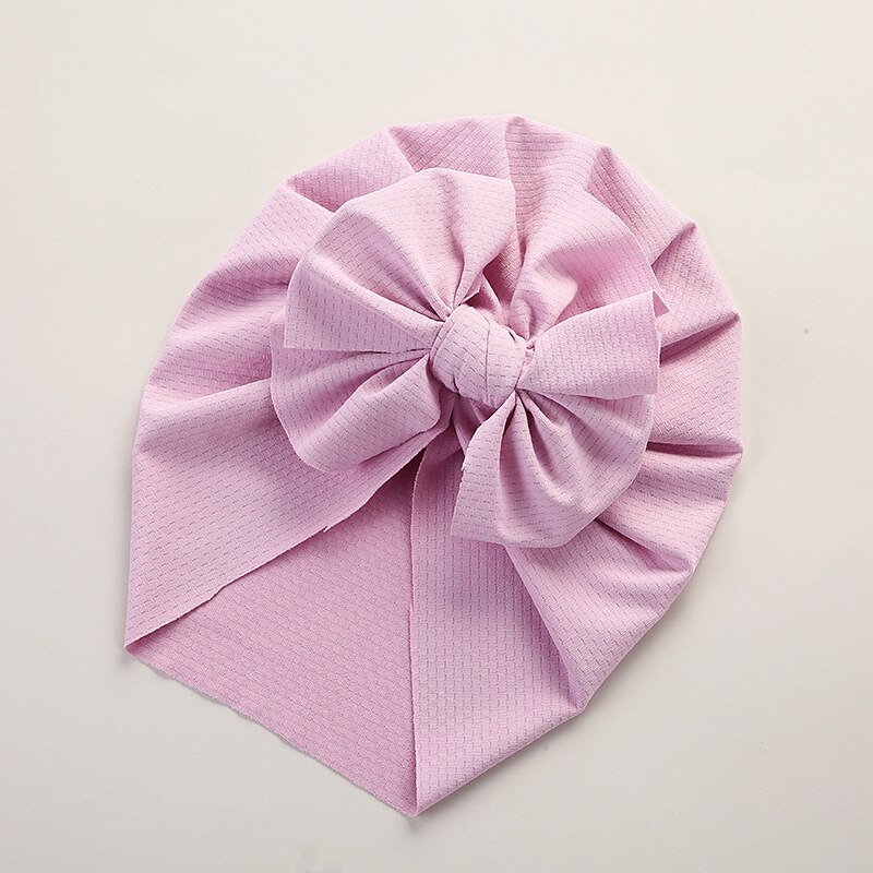 Turbante con lazo para bebé recién nacido, sombrero elástico suave para niña, banda para el pelo, accesorios para el cabello para niño pequeño: 3 Pink