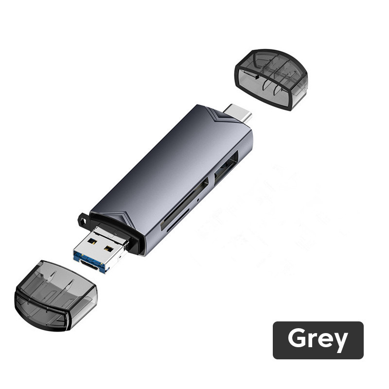 6 in 1 USB 3.0 Card Reader SD TF Card USB Flash Drive OTG Adapter for PC Type C Micro USB For Mobile Phone USB Type C Converter: green