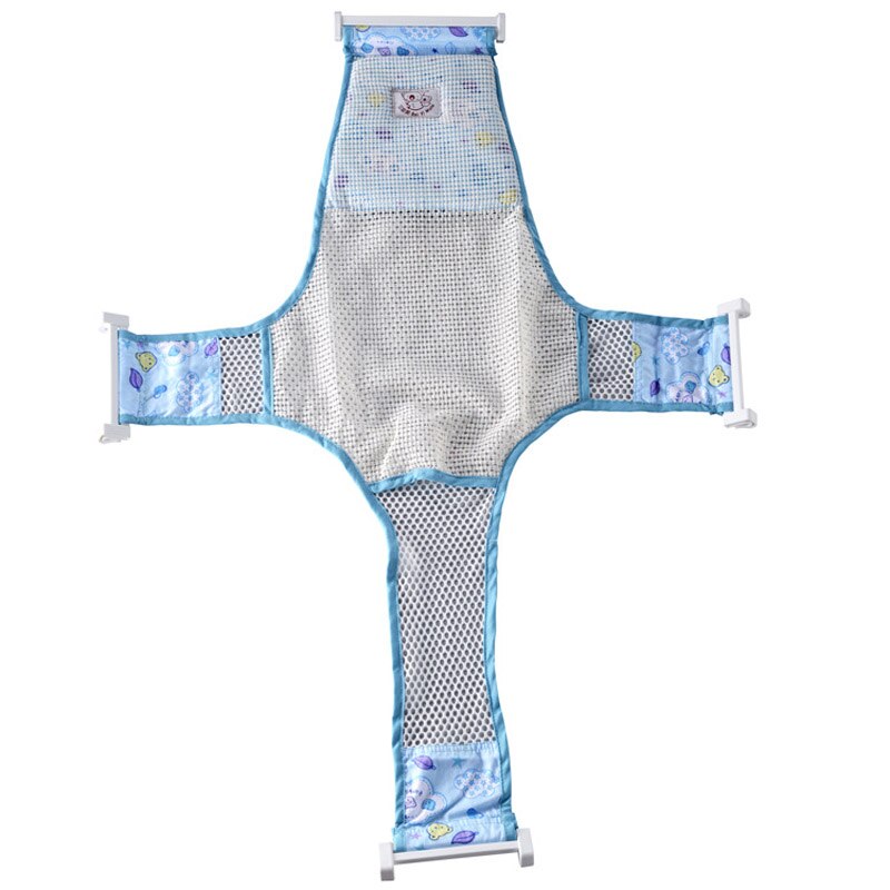 Nyfödd badsäng babybadkarssits bomull halkfritt korsbadnät duschsäng spädbarn babyduschprodukter halkskyddsnät: Blå