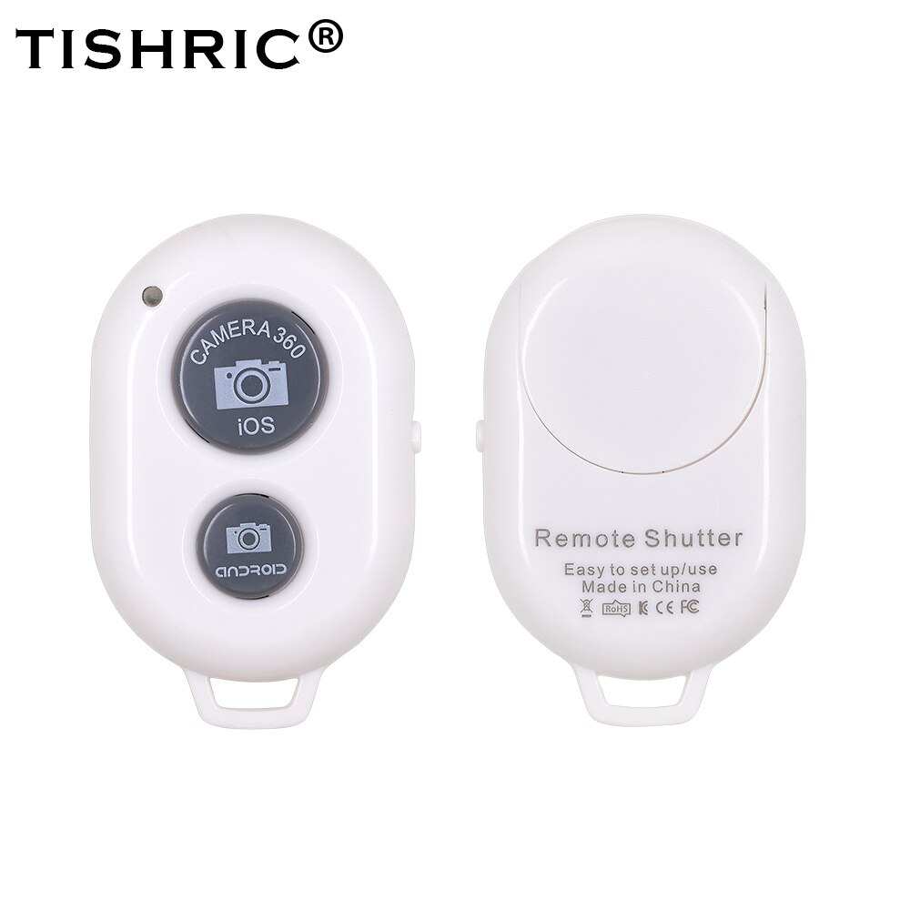 Tishric sem fio bluetooth obturador de controle remoto bluetooth auto temporizador para tripé do telefone móvel selfie vara controle remoto: White