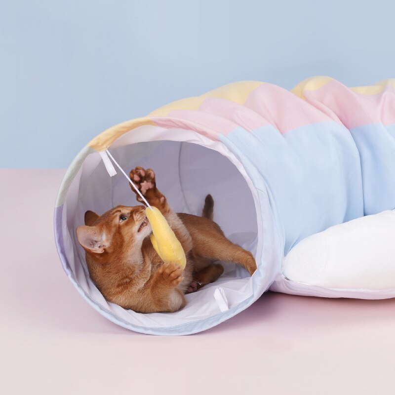 Rainbow Cat Tunnel Cat bed Toy Funny Pet 2 Play Tubes Balls Collapsible Kitten Toys Puppy Ferrets Rabbit Play Dog Tunnel Tubes