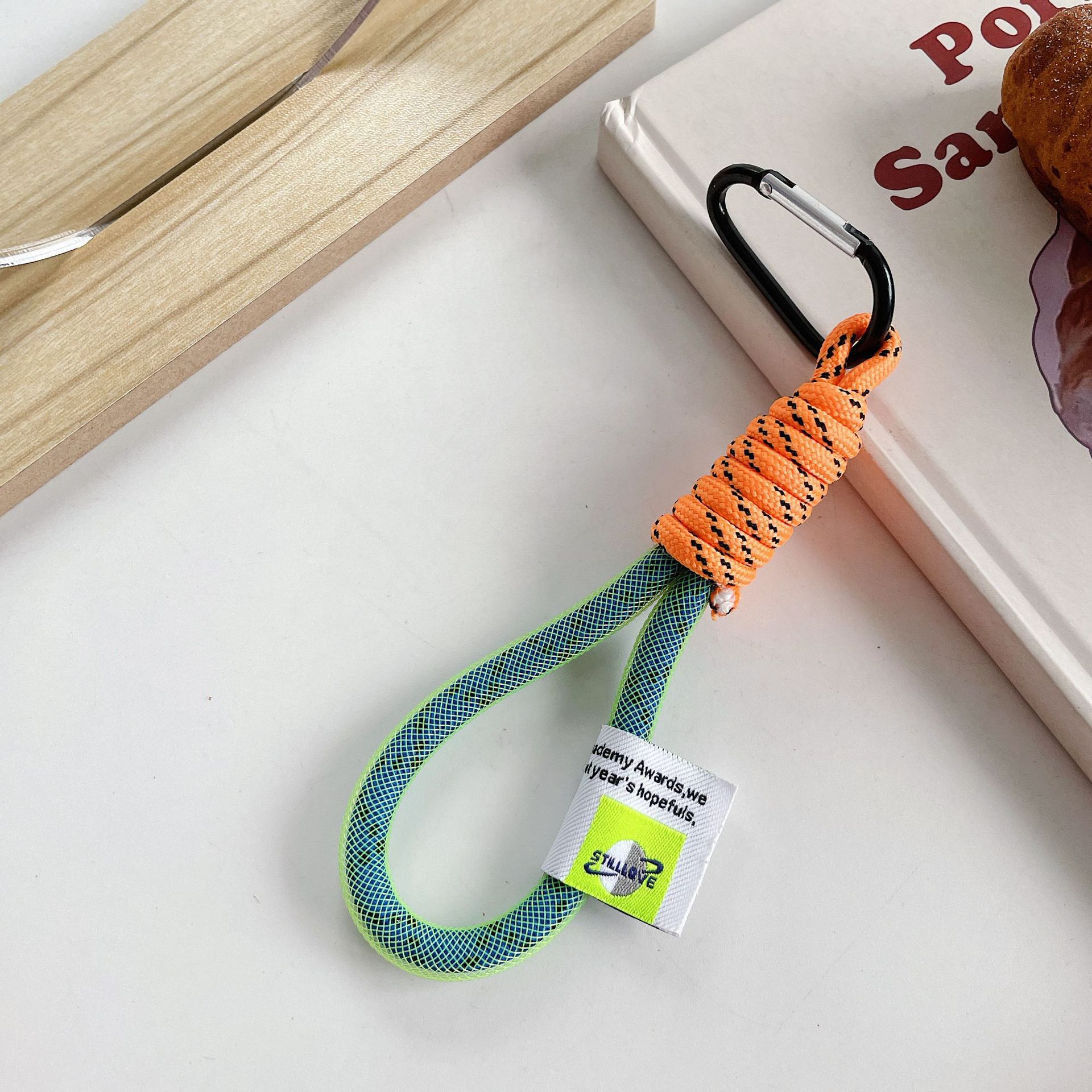 Fluoreszierende geflochtene Schlüsselband Universal- keychain Schlüsselband für schlüssel kurze Lanyards ornamente für taschen seil anhänger telefon charme: Orange