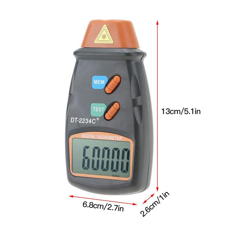 Digital Tachometer Motor Speed RPM Gauge Meter Non-contact LCD Display Tach Meter Measuring Device