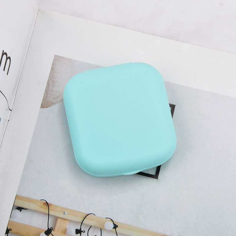 Juego de estuche para gafas de contacto colorido con espejo, pequeño Kit de almacenamiento de inmersión portátil, Mini caja para lentillas, almacenamiento en remojo