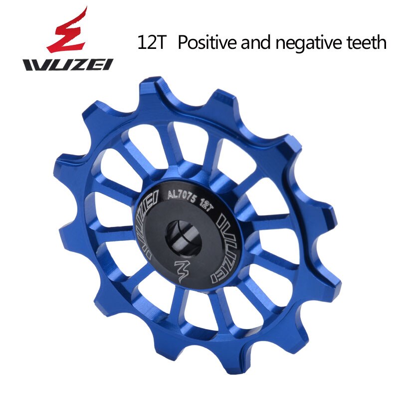 WUZEI — 2 pièces, roue dentée et galet pour dérailleur arrière, à 11, 12 et 13 dents, en céramique et alliage aluminium, pour vtt, guide poulies en céramique: 12T blue