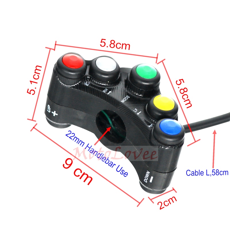 MotoLovee Motorrad Schalter Motorrad Lenker Schalter Scheinwerfer Anzeige Horn Aluminium Universal- Rolle Multifunktions DIY