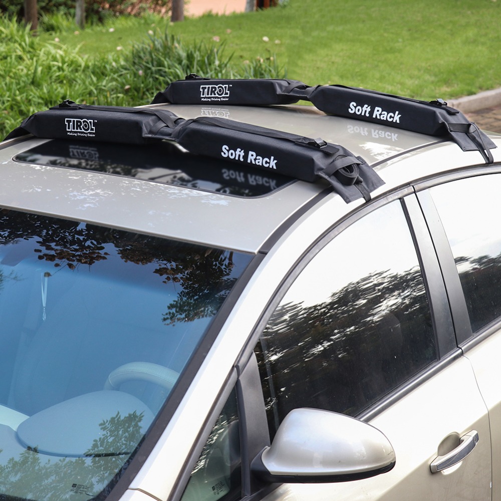 Tirol Auto Soft Roof Rack 2 Pieces/Set Luggage Black Easy Rack Load 60kgs Fold Oxford Universal Car Carrier Rack T25454b