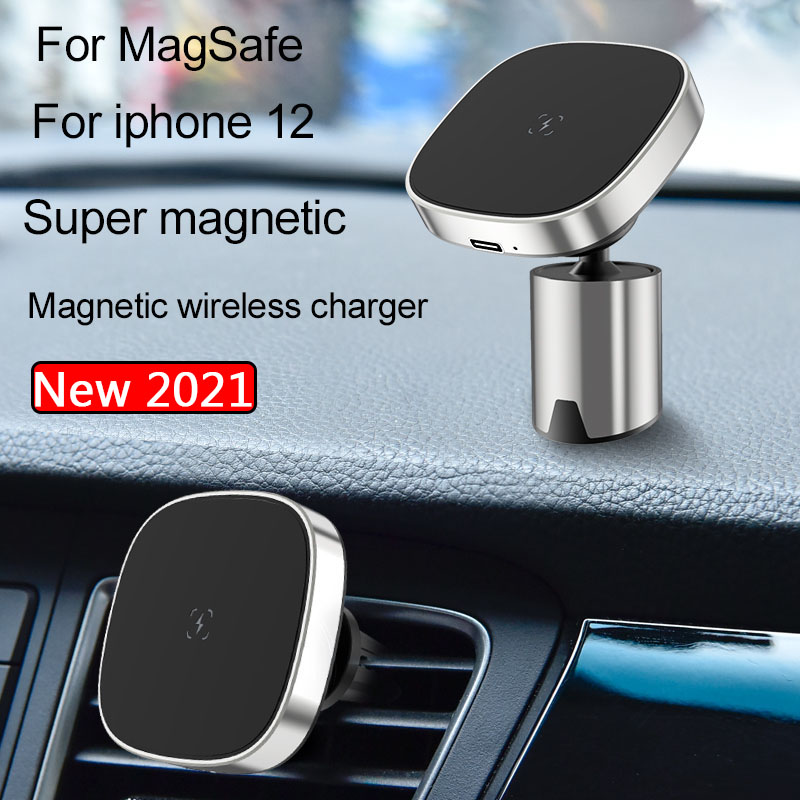 15W Car Wireless Charger is Suitable For iphone 12 Macsafe Aluminum Alloy Vent Dashboard Magnetic Bracket Mobile Phone Charger