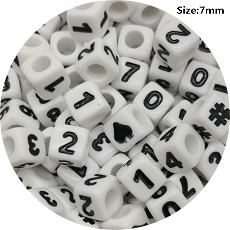 100 stk 7mm blandede 0-9 numre akryl perler nummer spacer perler til smykkefremstilling diy håndlavet armbånd halskæde