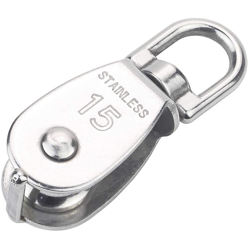 10 Pcs Wire Rope Pulley Block Lifting Swivel Hook Single Pulley Block Hanging Wire Towing Wheel(M15)