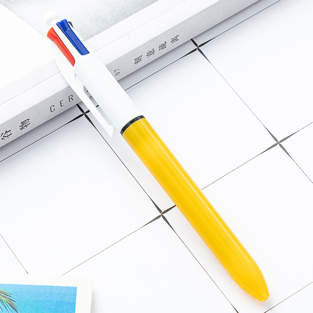 4-kleuren pen Creatieve kleurrijke intrekbare balpennen Multifunctionele pen voor marker schrijfbenodigdheden: YELLOW
