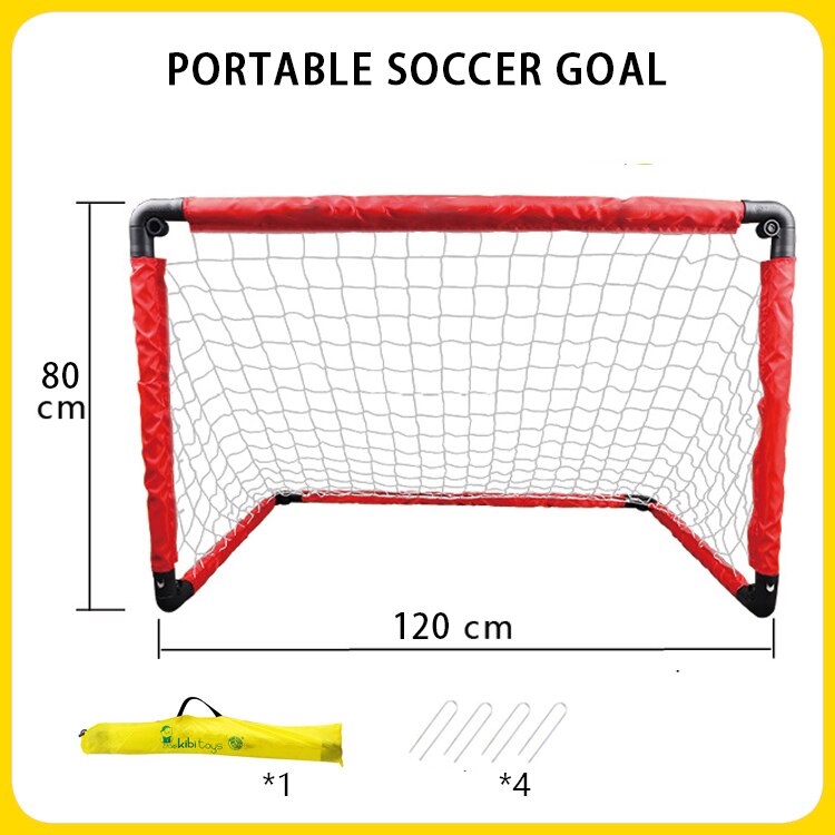 Portable Folding Youth Soccer Goal Children Sports Soccer Goal With Size 3/5 Soccer Ball No assembly required Game Football Gate: B Red Soccer Goal