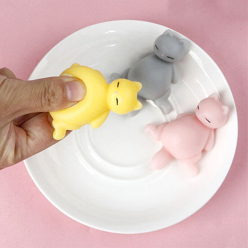 Mini Squishy suave lindo gato de color antiestrés bola divertida estrés Squishies Squeeze juguetes Mochi Abreact alivio pegajoso eliminar mascotas