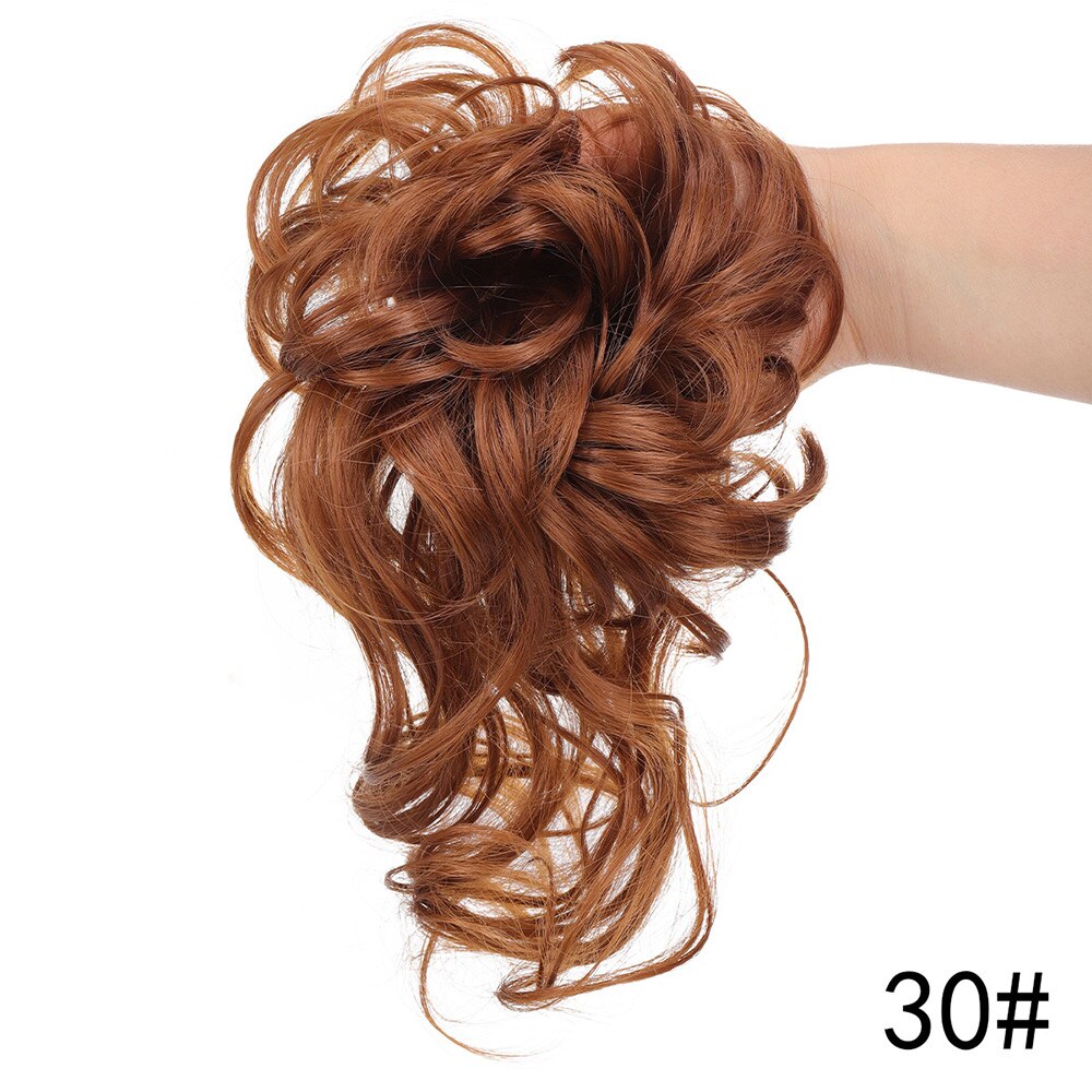LiHui moño sintético, banda con rizos desordenados, pinza elástica para el pelo, pieza de peluca, pinza para el pelo para mujer, negro y marrón: #144