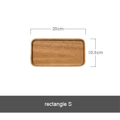 Acacia Square Plate Breakfast Bread Plate Saucer Tea Tray Dessert Dinner Plate Tableware Whole Wood Fruit Dishes: rectangle S