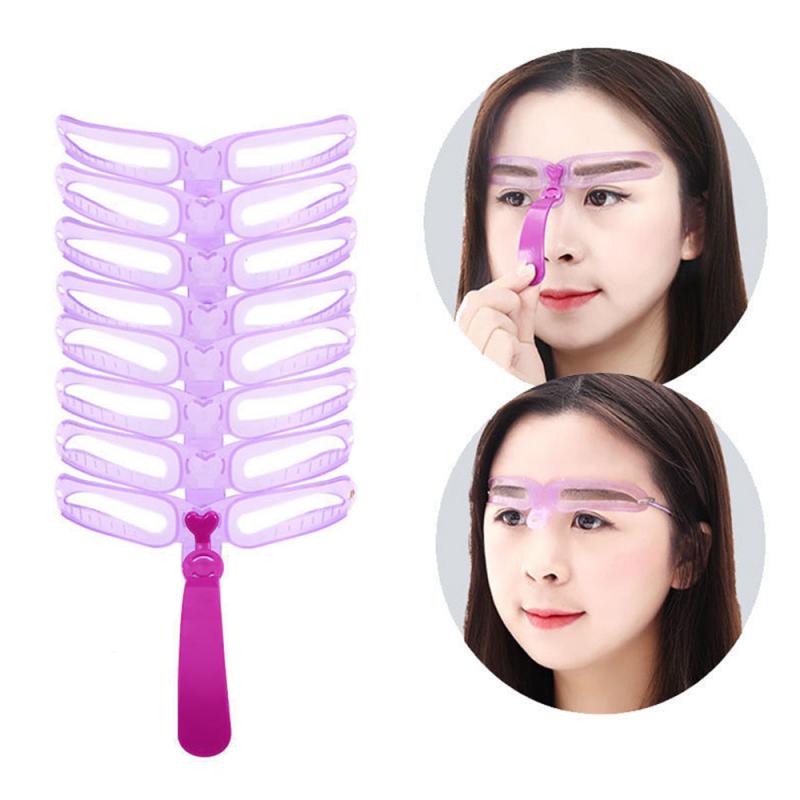 1 Stuks Brow Stencils 8 In1 Grooming Shaping Evenwichtige Wenkbrauw Kaarten Sjabloon Wenkbrauw Tekening Kaart Brow Make-Up Stencil TSLM1: Default Title