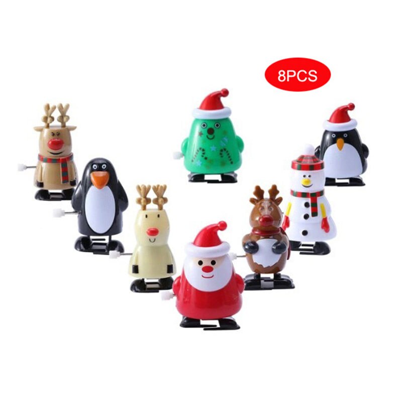 Christmas Clockwork Jumping Toys Children Mini Christmas Vintage Santa Claus Snowman Wind Up Toys for Kids Funny: 8 pcs