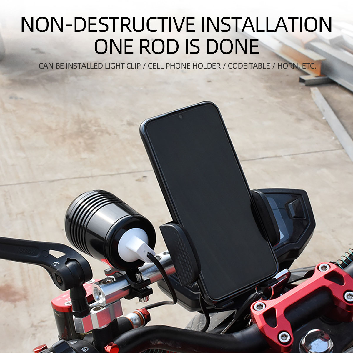 1 stuks universele spiegelmontage uitbreidingsbeugel voor motorfietsen, scooters en ATV's, ondersteunt mobiele telefoonhouder spotlights