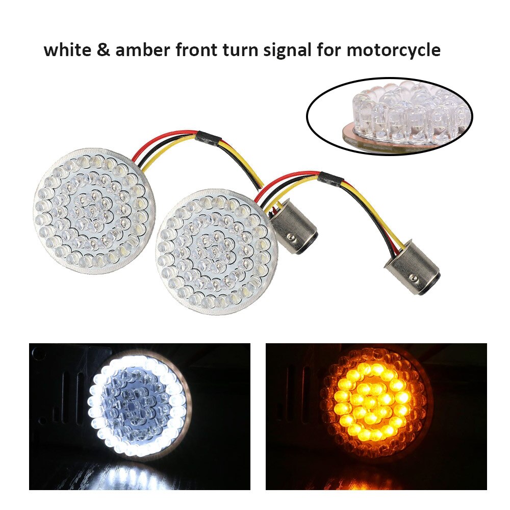 1Pair Motorcycle Led Turn Signals Kit for Harley Road Glide Touring Sportster with 1156 1157 Base White/Amber Led Turn Signal: white amber A