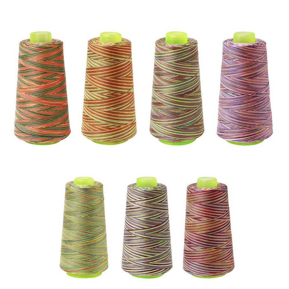 7PCS/LOT 3000 Yds 7 Color Overlocking Sewing Machine Polyester Thread Cones All Purpose: Default Title