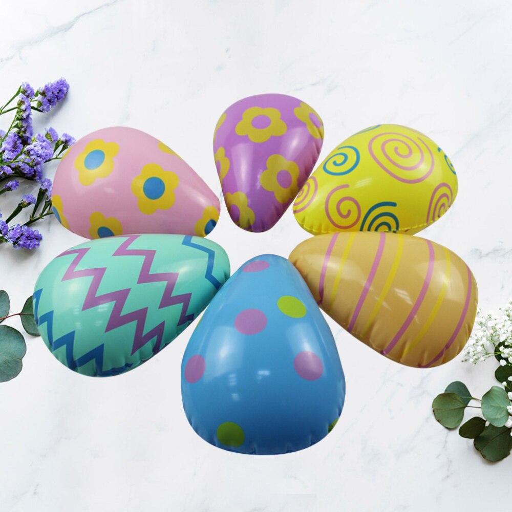 6 sztuk pisanki balony dekoracje nadmuchiwane z PVC jajka balony śmieszne artykuły dla dzieci kreskówka pisanki balony urodzinowe wschód