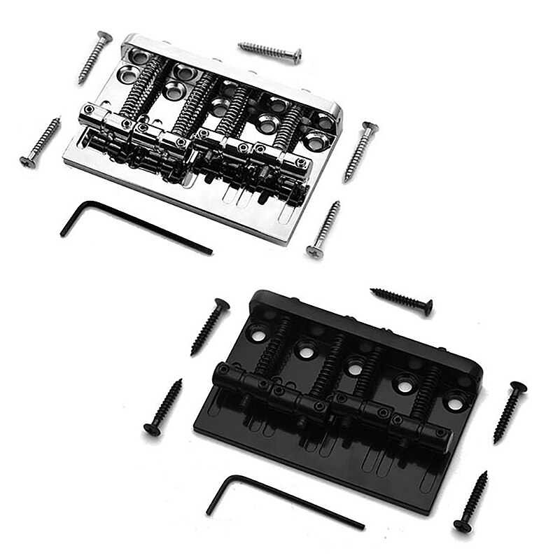 4 String Hardtail Bass Guitar Bridge for Fender Precision Jazz Bass PB JB Style Bass, Black