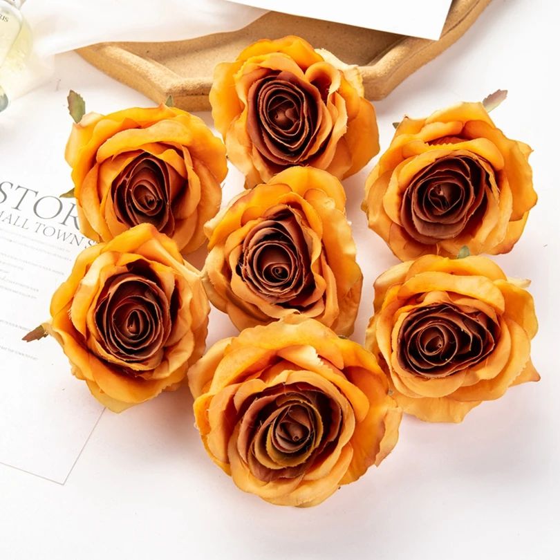 Günstige Rosenkopf-Kunstblumen aus Seide für Zuhause, Hochzeit, Bogen, Bastelbedarf, Dekoration, DIY, Weihnachtskranz, Zubehör, Sammelalbum