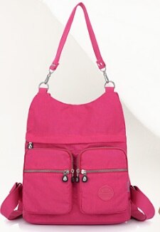 Jinqiaoer Kleur Vrouwelijke Tas Waterdichte Nylon Tas Vrolijk Grote Capaciteit Rugzak Beknopte Sfeer Rugzakken Boodschappentas: Rose