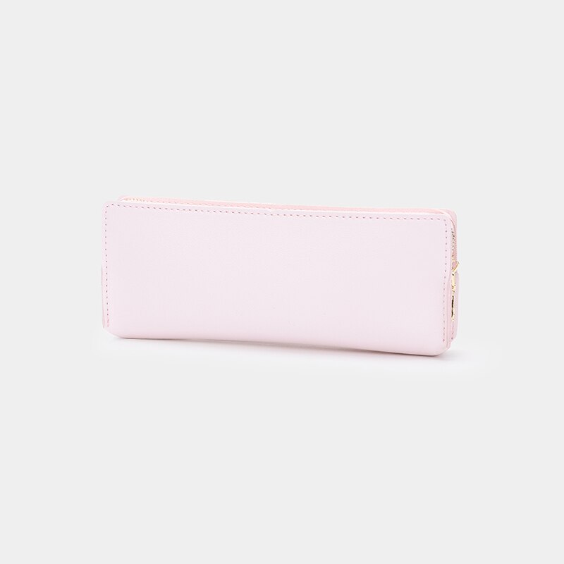 Leren driehoekige etui voor mannelijke en vrouwelijke studenten, grote capaciteit, eenvoudige textuur, goede, duurzame etui: Roze