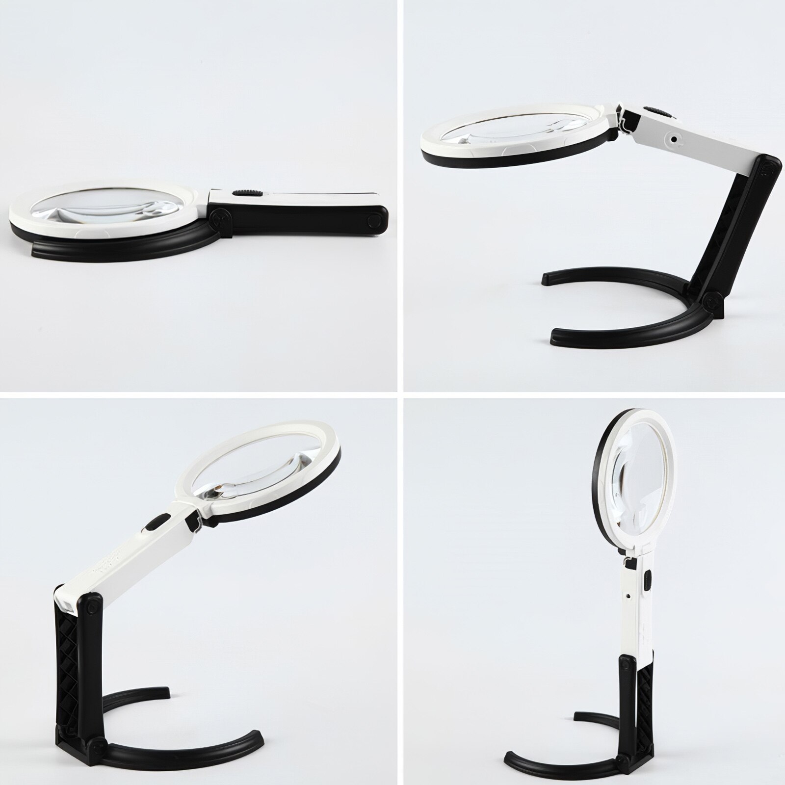 Foldable 5X Magnifying Glass Desk Lamp Magnifier LED Light Reading Lamp with Three Dimming Modes USB Power Supply
