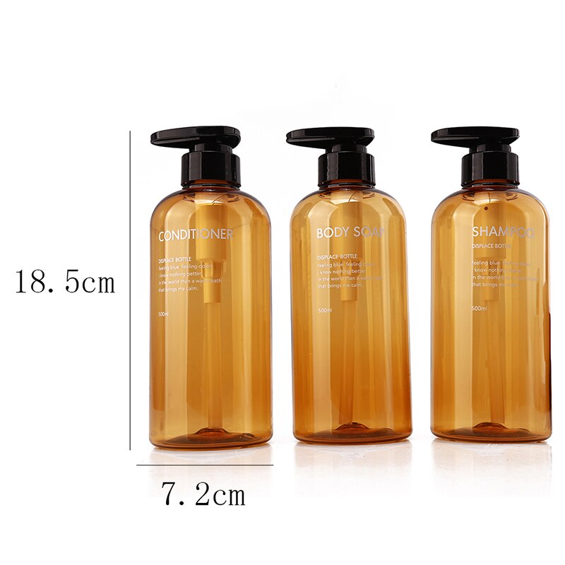 3 stk/sæt sæbe dispenser flaske badeværelse shampoo flaske stor kapacitet pres type lotion krops sæbe tom flaske sæt 500ml