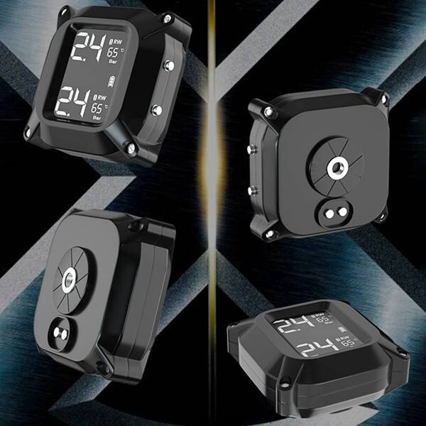 Waterproof Motorcycle Real Time Tire Pressure Monitoring System TPMS Wireless LCD Display External Sensors Moto TPMS