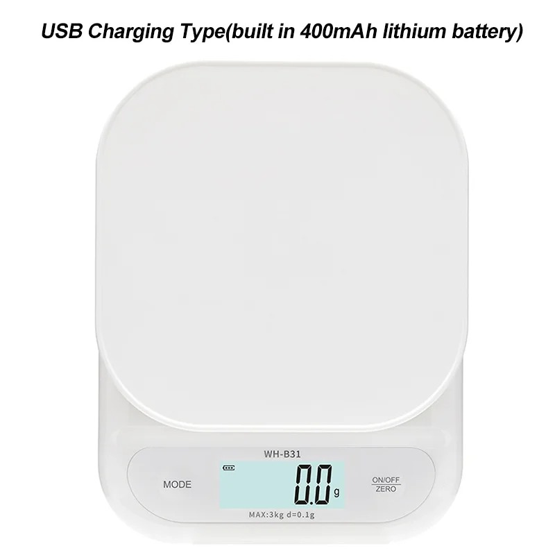 LCD Digital Kitchen Scale 3kg/7kg Food Scale Battery/USB Charging Electronic Balance Measuring Grams Scales For Cooking Baking: Light Grey / 10Kg