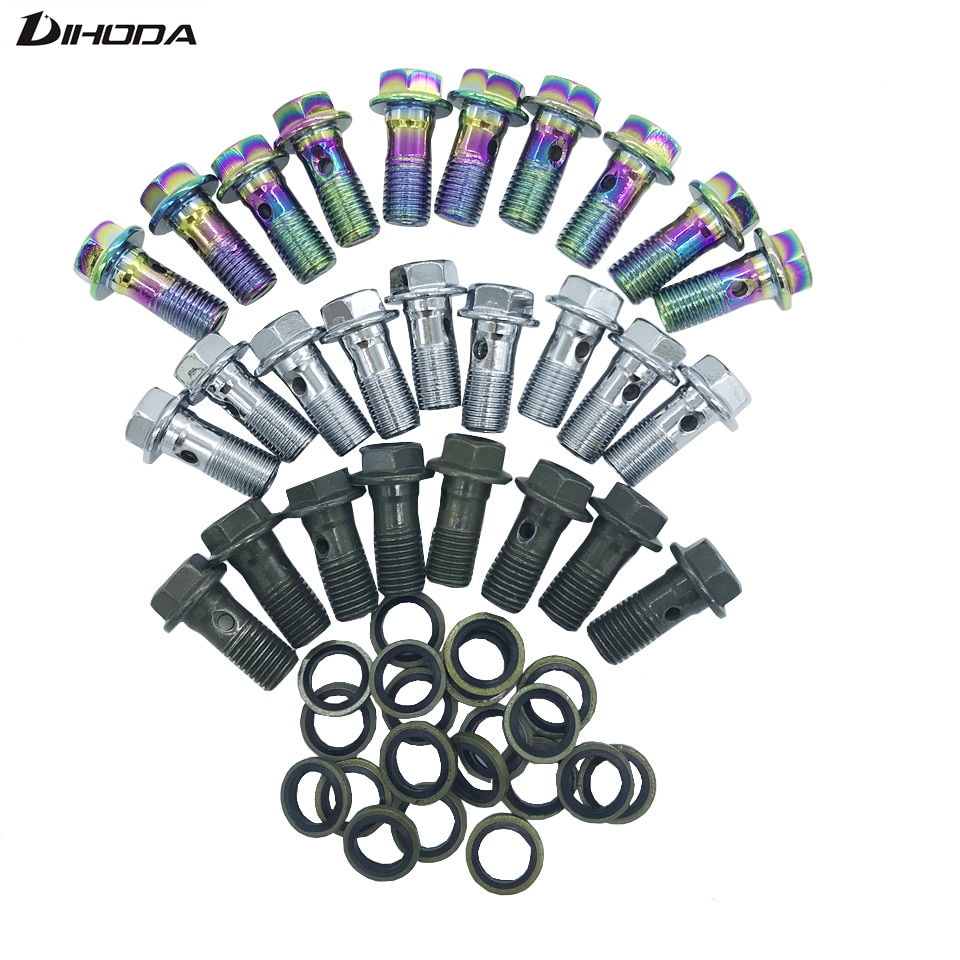 Motorcykel bremsekaliper banjo bolt olieaftapningsskrue / hul skrue  m10 x 1.25mm m10 x 1mm til hovedcylinder til bremseslange