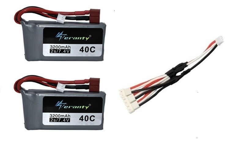 7.4v 3200mah Lipo batterie pour Wltoys 12428 12423 RC quatre roues RC véhicule voiture 1500mAH 7.4v batterie Feiyue 03 Q39 RC partie chargeur: Pourpre