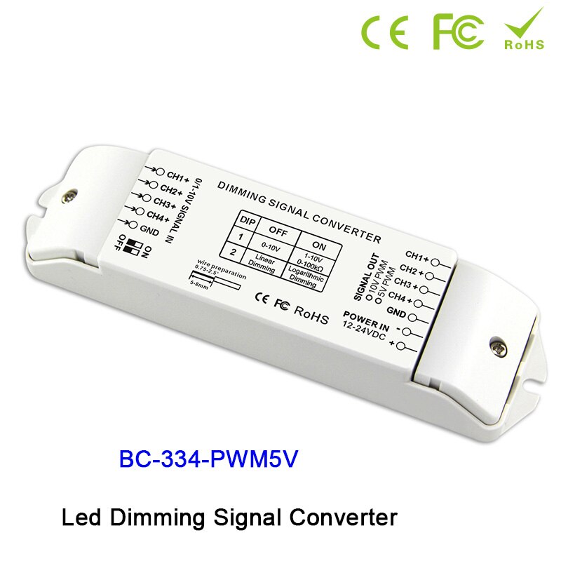 BC334 Dip Schakelaars Out 4 Kanalen Led Dimmen Signaal Converter Signaal Driver Controller0/1-10V Pwm 5V/Pwm 10V 2 Voor Led Lamp