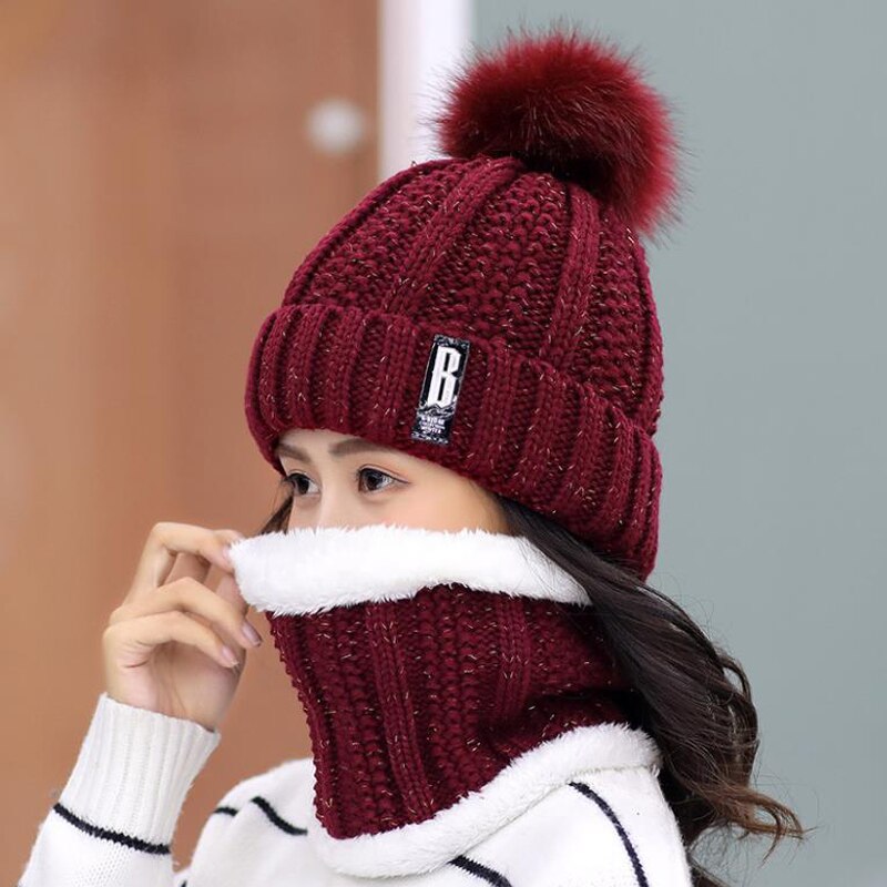 Winter gebreide mutsen dames dikke warme muts skullies muts dames gebreide letter muts mutsen outdoor muts en sjaal