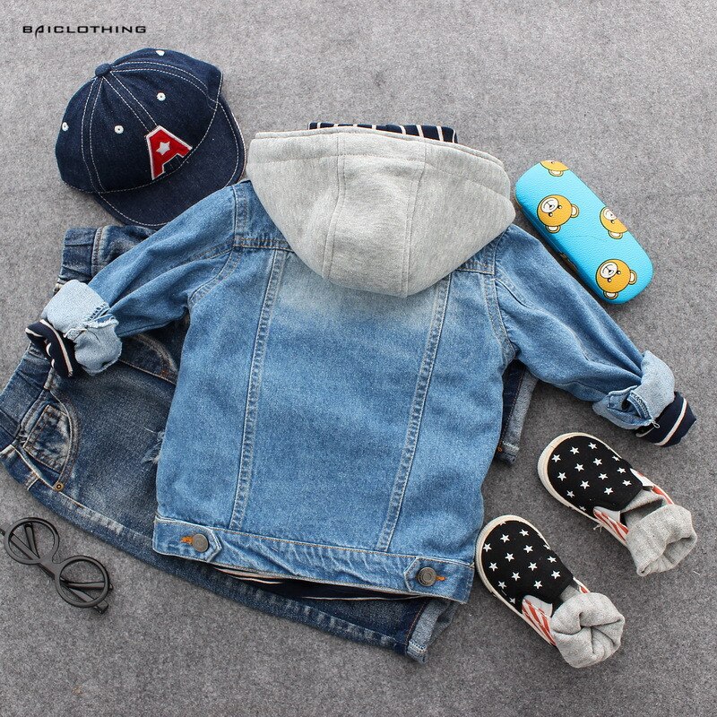 Stijl Herfst Jongens Cowboy Jeans Jas Kinderen Cool Classic Hooded Uitloper Jassen Kids Casual Kleding