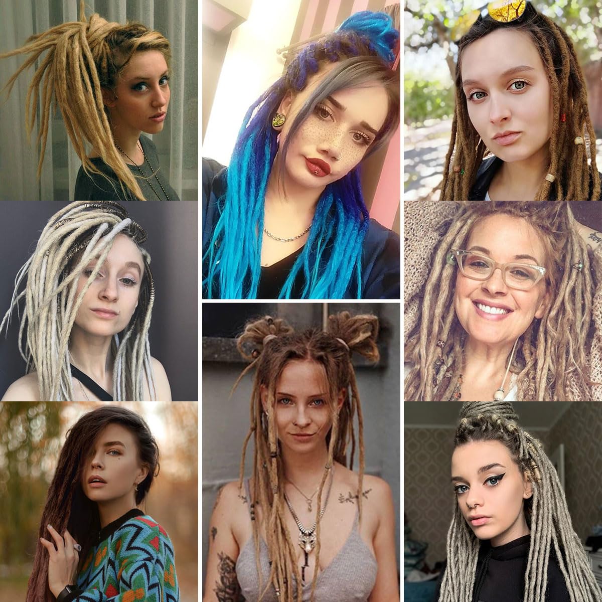 24 Inch Synthetic Dreadlock Extensions 5 Strands Hippie Dreads Ombre Color DreadLoc Reggae Style Crochet Braids Hair
