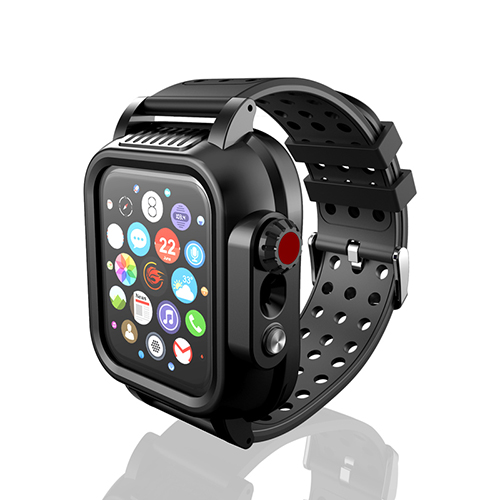Funda impermeable IP68 con correa de silicona para Apple Watch SE 6 5 4 40mm 44mm, funda de pulsera deportiva para iWatch3 2 1 38mm 42mm: black / 38mm for series321