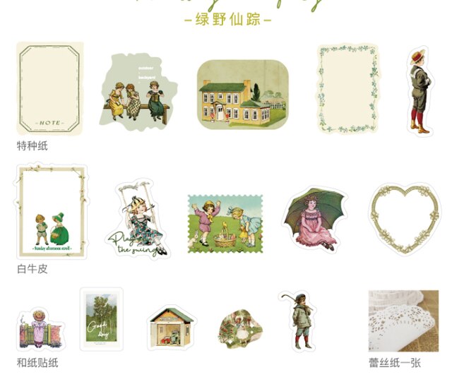 30Stck Jahrgang märchen stadt serie Material paket DIY scrapbooking Basis Collage tagebuch fotoalbum foto requisiten dekoration: D 30Stck 1Tasche