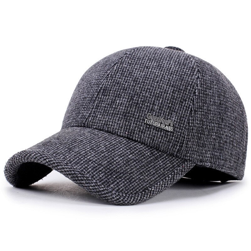 [northwood] vinter baseball cap til mænd gorras snapback hat med øreklapper udendørs tykke ben trucker caps casquette: Mørkegrå
