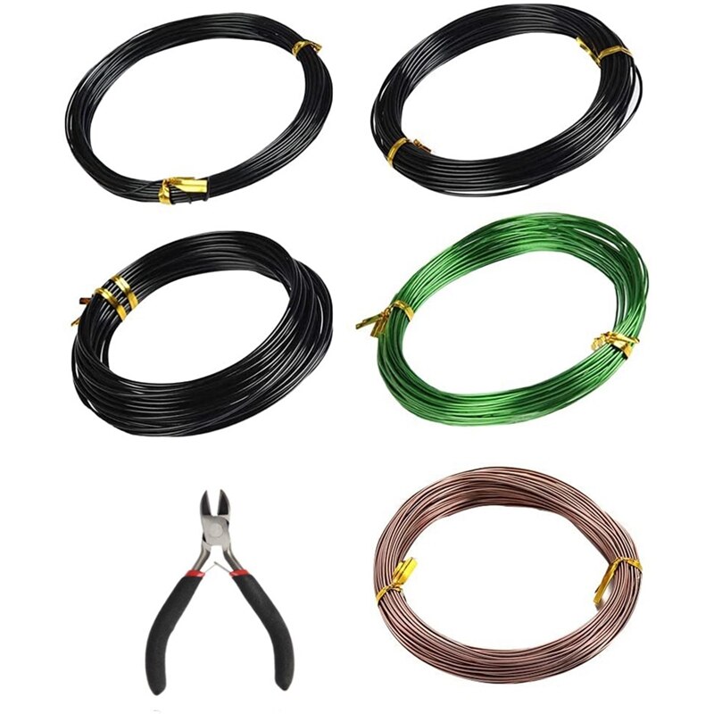 Alambre para bonsái, alambre para entrenamiento de árboles, alambre de aluminio para bonsái con cortador de alambre, herramienta para bonsái para entrenamiento de árboles y manualidades DIY