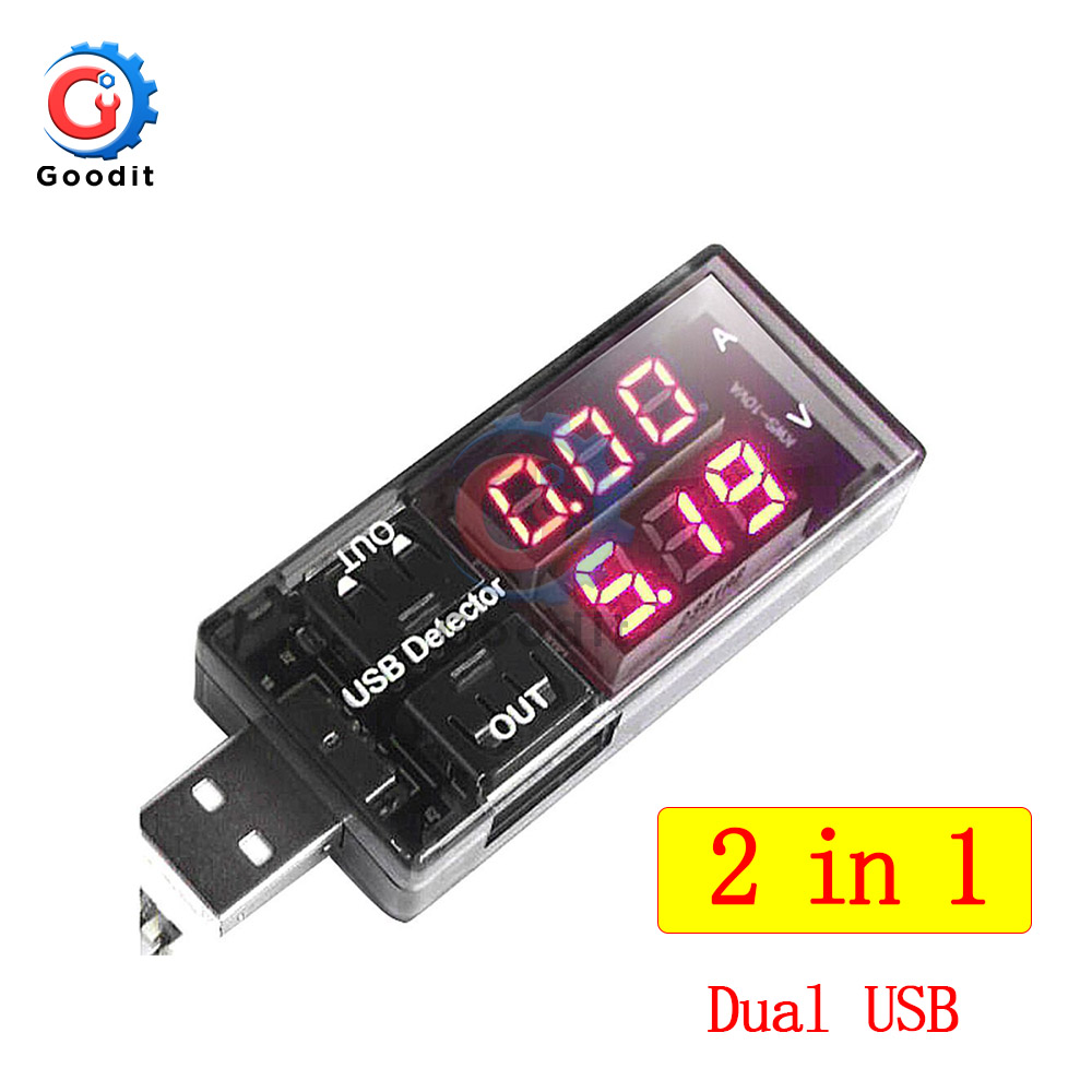 Led Digitale Dual Usb-poort Stroom Spanning Opladen Test Detector Tester Batterij Arts Meter Monitor Voltmeter Amperemeter Charger: 2 in 1 Dual USB RR