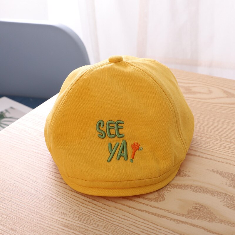 Baby Cap for Boys Cotton Infant Beret Cap Kids Hat Toddler Baby Boy Accessories: Yellow