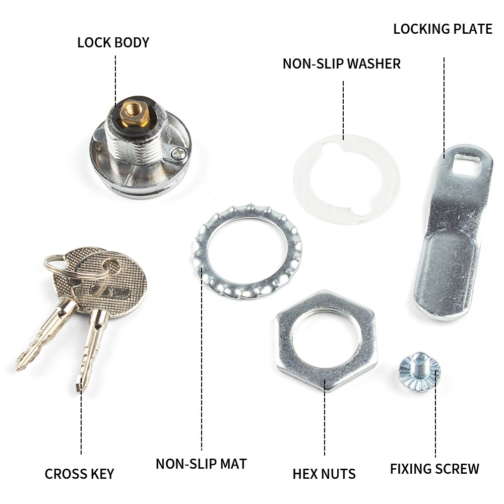 High Door Lock Useful Steady Cam Lock Padlock for Security Door Cabinet Mailbox Drawer Cupboard Camlock 16mm + 2 Keys